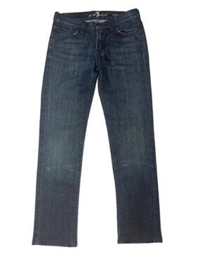 7 For All Mankind Roxanne Dark Indigo Straight Jeans Size 25 #2575